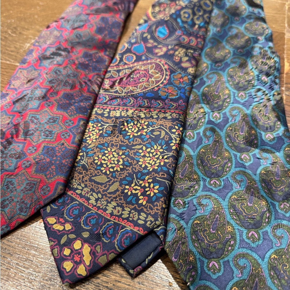 Lanvin Paisley Silk Ties in Red, Blue, and Gold